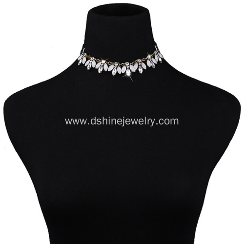 Black Velvet Choker Flower Crystal Pendant Women Necklace